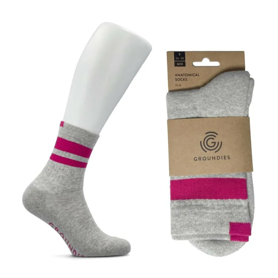 New Groundies ® Anatomische Socken Grau/Pink
